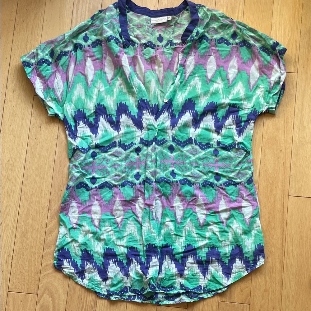 Shiraleah Green and Purple Patterned Blouse